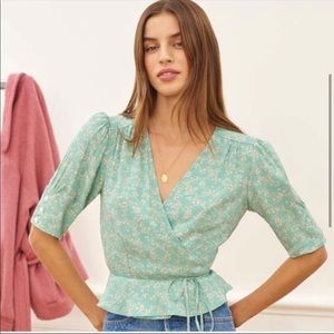 Rouje Paris Dita Top - Green and White Floral